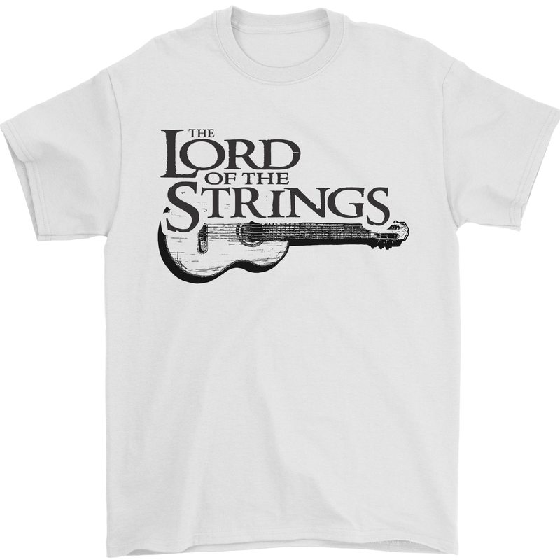 Lord of the Strings Guitarist Guitar Mens T-Shirt Cotton Gildan White