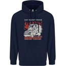 Lorry Driver Eat Sleep Truck Trucker Childrens Kids Hoodie Navy Blue