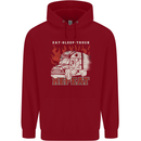 Lorry Driver Eat Sleep Truck Trucker Childrens Kids Hoodie Red