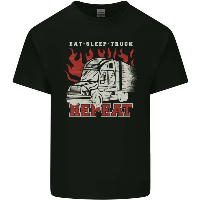 Lorry Driver Eat Sleep Truck Trucker Kids T-Shirt Childrens Black