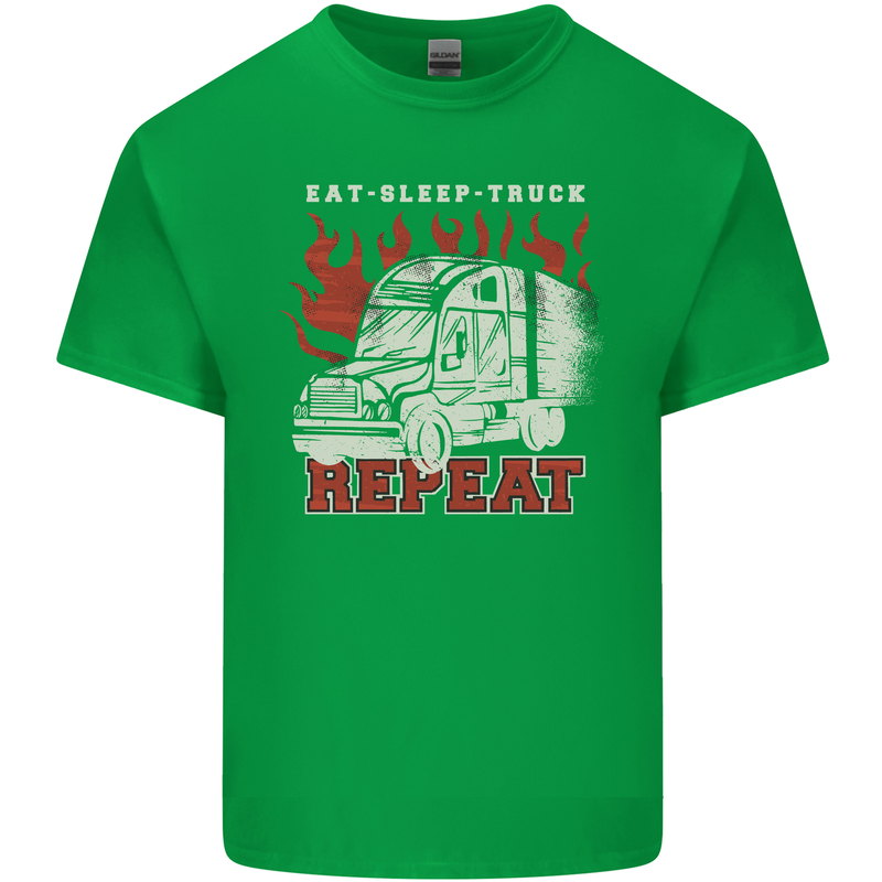 Lorry Driver Eat Sleep Truck Trucker Kids T-Shirt Childrens Irish Green