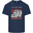 Lorry Driver Eat Sleep Truck Trucker Kids T-Shirt Childrens Navy Blue