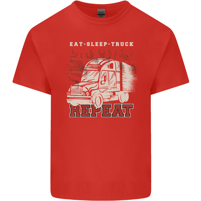 Lorry Driver Eat Sleep Truck Trucker Kids T-Shirt Childrens Red