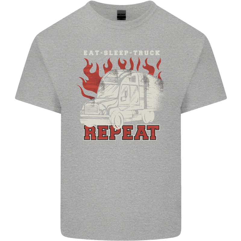 Lorry Driver Eat Sleep Truck Trucker Kids T-Shirt Childrens Sports Grey