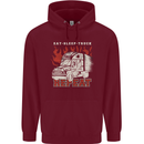 Lorry Driver Eat Sleep Truck Trucker Mens 80% Cotton Hoodie Maroon