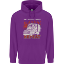 Lorry Driver Eat Sleep Truck Trucker Mens 80% Cotton Hoodie Purple