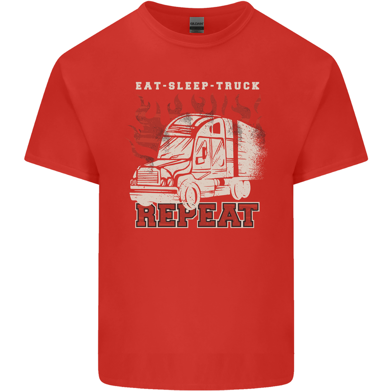 Lorry Driver Eat Sleep Truck Trucker Mens Cotton T-Shirt Tee Top Red