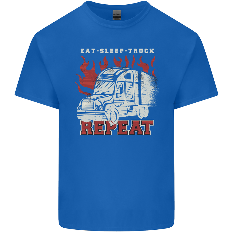 Lorry Driver Eat Sleep Truck Trucker Mens Cotton T-Shirt Tee Top Royal Blue