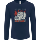 Lorry Driver Eat Sleep Truck Trucker Mens Long Sleeve T-Shirt Navy Blue
