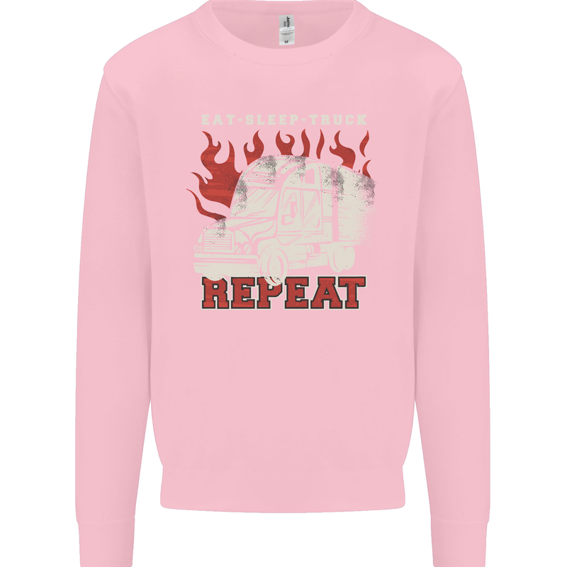 Lorry Driver Eat Sleep Truck Trucker Mens Sweatshirt Jumper Light Pink