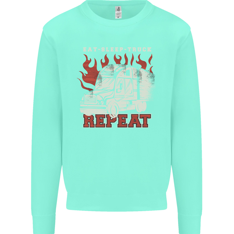 Lorry Driver Eat Sleep Truck Trucker Mens Sweatshirt Jumper Peppermint