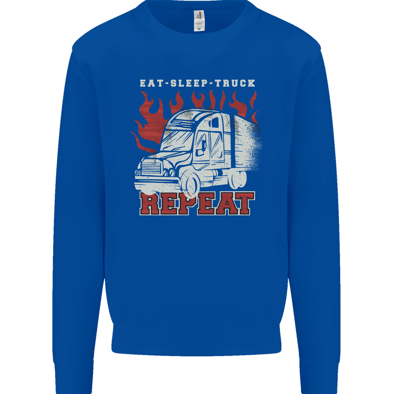 Lorry Driver Eat Sleep Truck Trucker Mens Sweatshirt Jumper Royal Blue