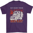 Lorry Driver Eat Sleep Truck Trucker Mens T-Shirt 100% Cotton Purple