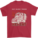 Lorry Driver Eat Sleep Truck Trucker Mens T-Shirt 100% Cotton Red