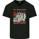 Lorry Driver Eat Sleep Truck Trucker Mens V-Neck Cotton T-Shirt Black