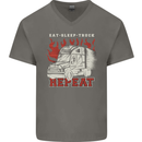 Lorry Driver Eat Sleep Truck Trucker Mens V-Neck Cotton T-Shirt Charcoal