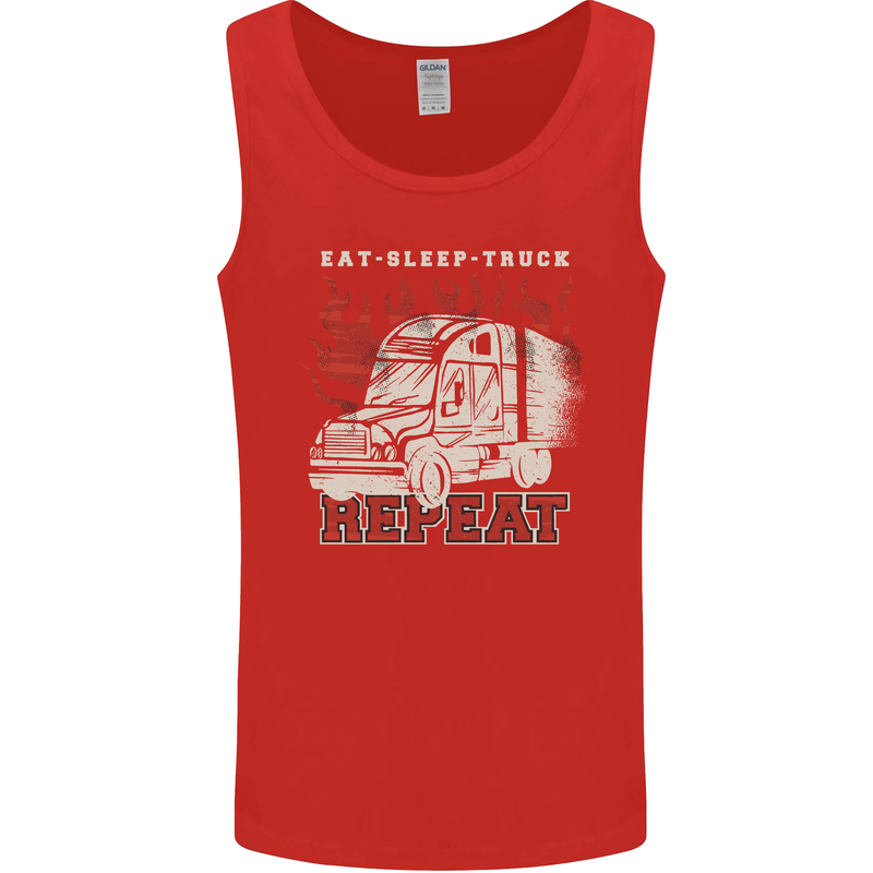 Lorry Driver Eat Sleep Truck Trucker Mens Vest Tank Top Red
