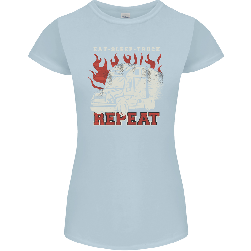 Lorry Driver Eat Sleep Truck Trucker Womens Petite Cut T-Shirt Light Blue