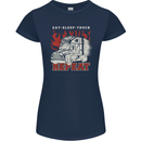 Lorry Driver Eat Sleep Truck Trucker Womens Petite Cut T-Shirt Navy Blue
