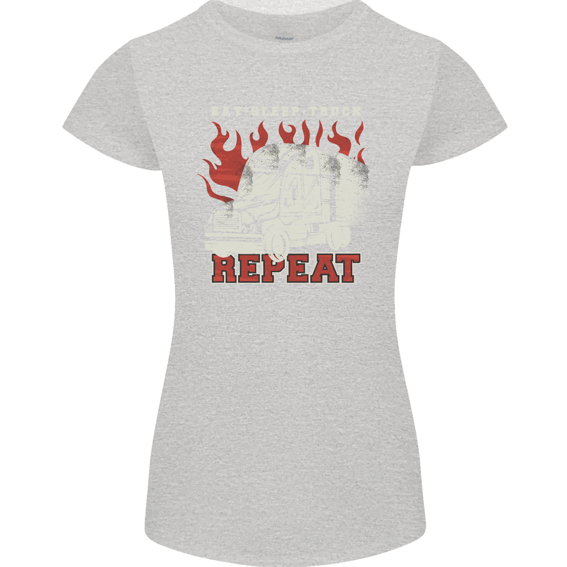 Lorry Driver Eat Sleep Truck Trucker Womens Petite Cut T-Shirt Sports Grey