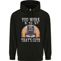 Lorry Driver You Work 9-5? Truck Funny Mens 80% Cotton Hoodie Black