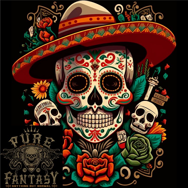 Los Muertow Sugar Skull Day of the Dead Mens Cotton T-Shirt Tee Top