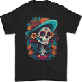 Los Muertos Day of the Dead Sugar Skull Mens Gildan Cotton T-Shirt Black