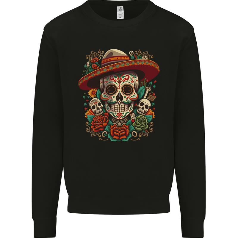 Los Muertow Sugar Skull Day of the Dead Kids Sweatshirt Jumper Black