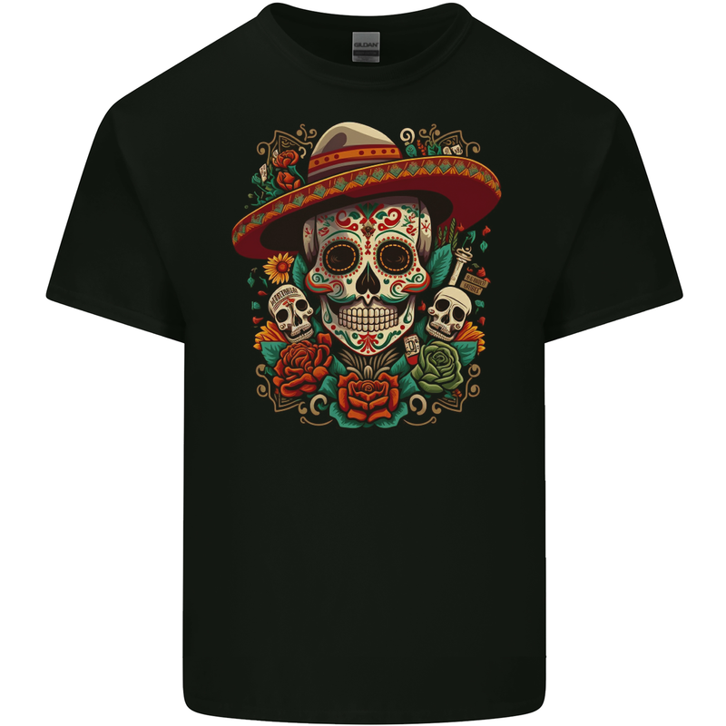 Los Muertow Sugar Skull Day of the Dead Mens Cotton T-Shirt Tee Top BLACK