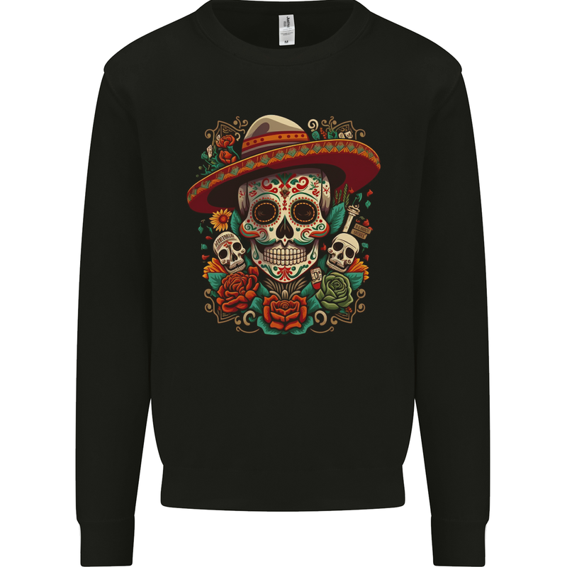 Los Muertow Sugar Skull Day of the Dead Mens Sweatshirt Jumper Black