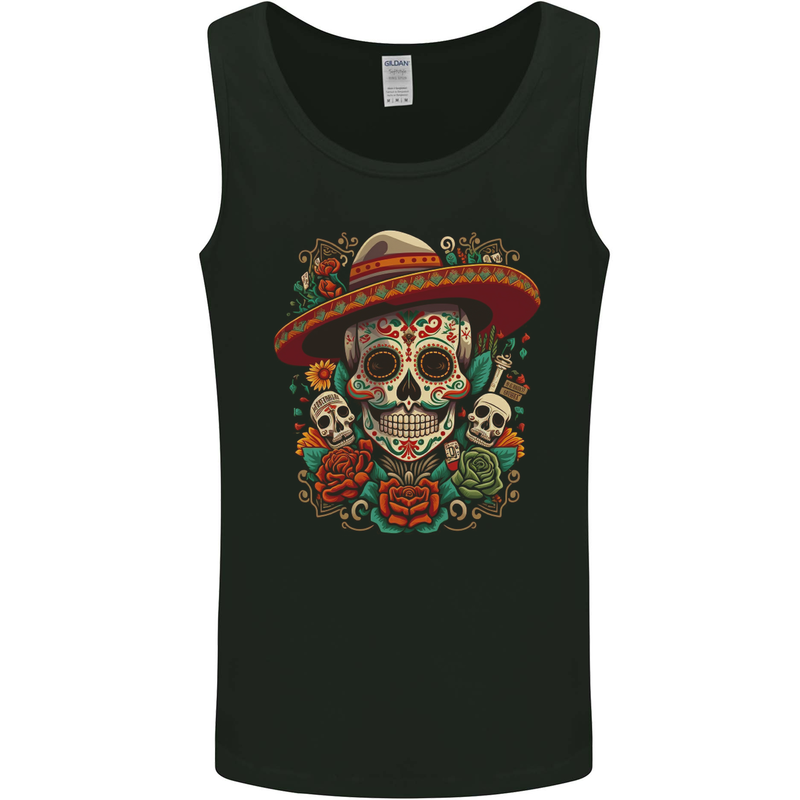 Los Muertow Sugar Skull Day of the Dead Mens Vest Tank Top Black