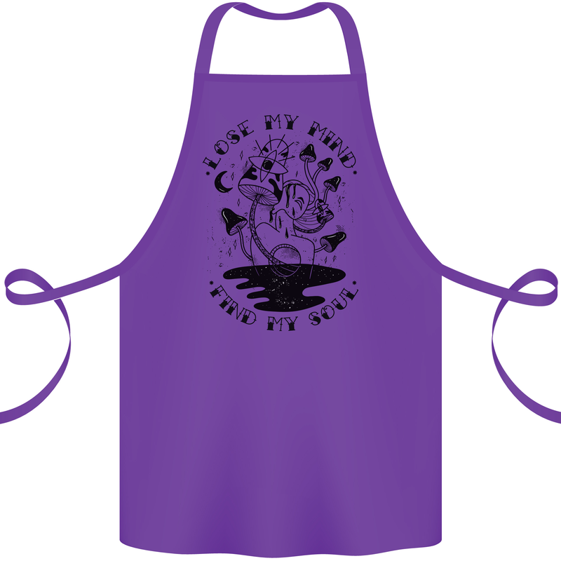 Lose My Mind Funny Magic Mushrooms Drugs Cotton Apron 100% Organic Purple