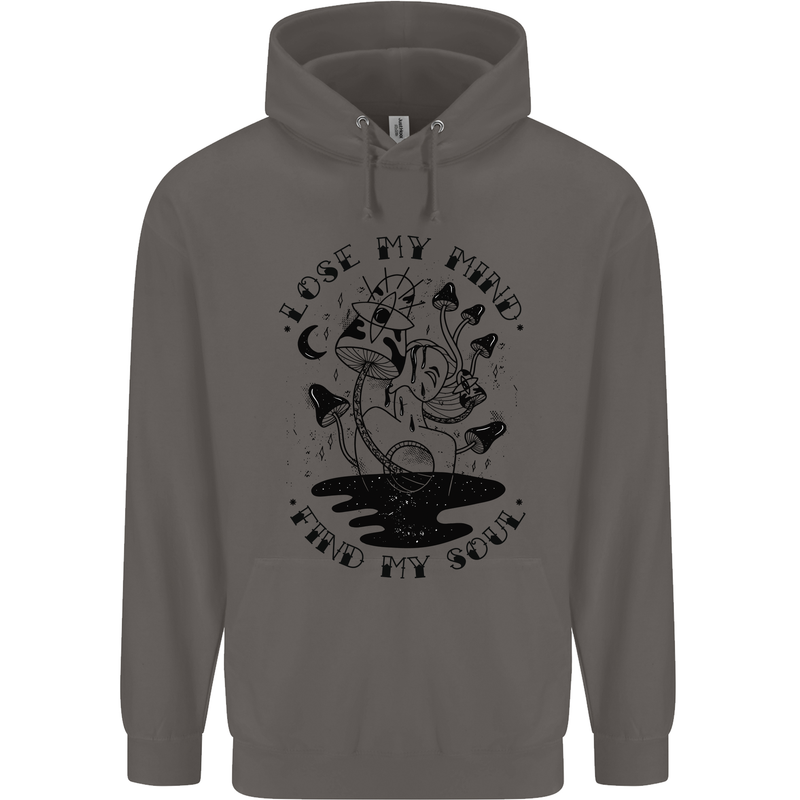 Lose My Mind Funny Magic Mushrooms Drugs Mens 80% Cotton Hoodie Charcoal