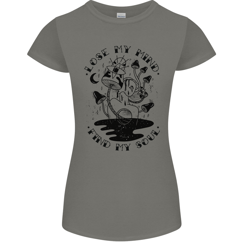 Lose My Mind Funny Magic Mushrooms Drugs Womens Petite Cut T-Shirt Charcoal