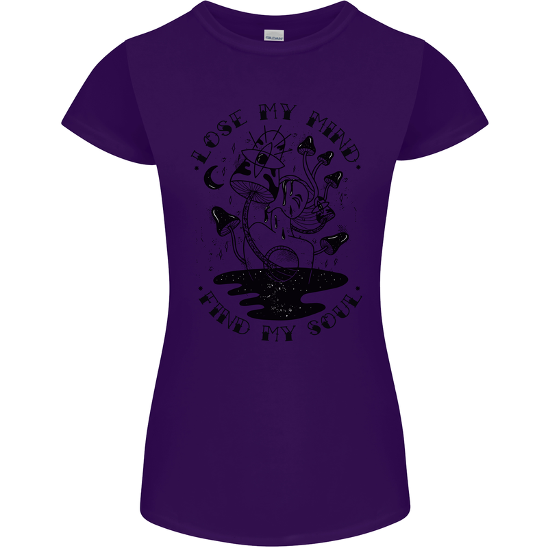 Lose My Mind Funny Magic Mushrooms Drugs Womens Petite Cut T-Shirt Purple