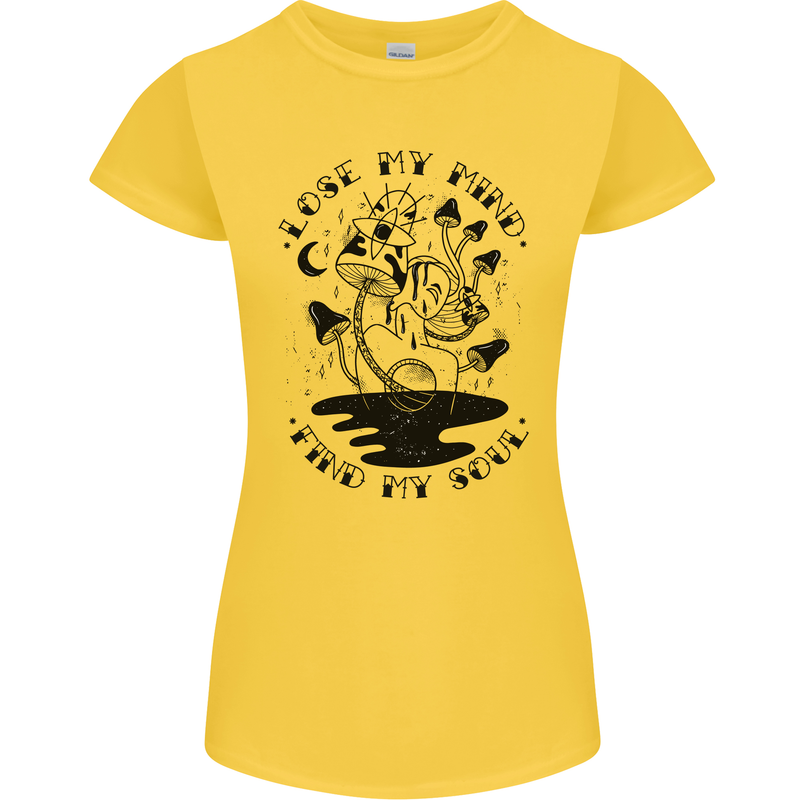 Lose My Mind Funny Magic Mushrooms Drugs Womens Petite Cut T-Shirt Yellow