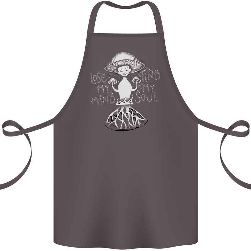 Lose My Mind Magic Mushrooms LSD Trippy Cotton Apron 100% Organic Dark Grey
