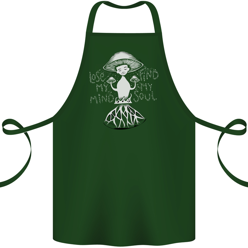 Lose My Mind Magic Mushrooms LSD Trippy Cotton Apron 100% Organic Forest Green