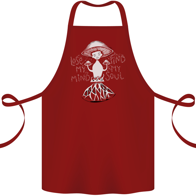 Lose My Mind Magic Mushrooms LSD Trippy Cotton Apron 100% Organic Maroon