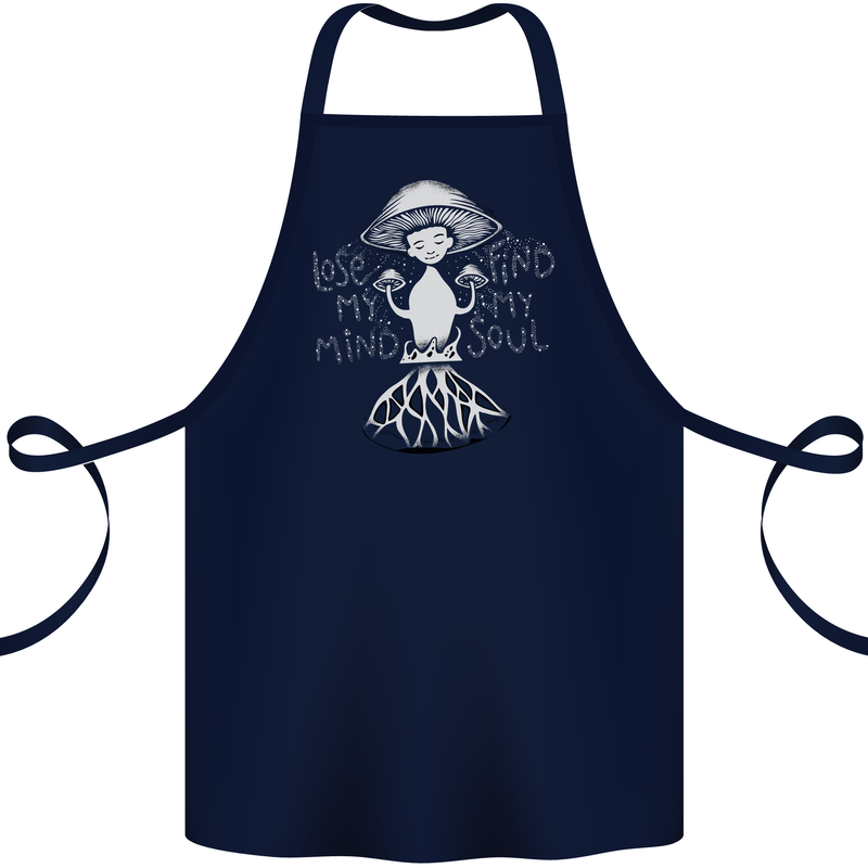 Lose My Mind Magic Mushrooms LSD Trippy Cotton Apron 100% Organic Navy Blue