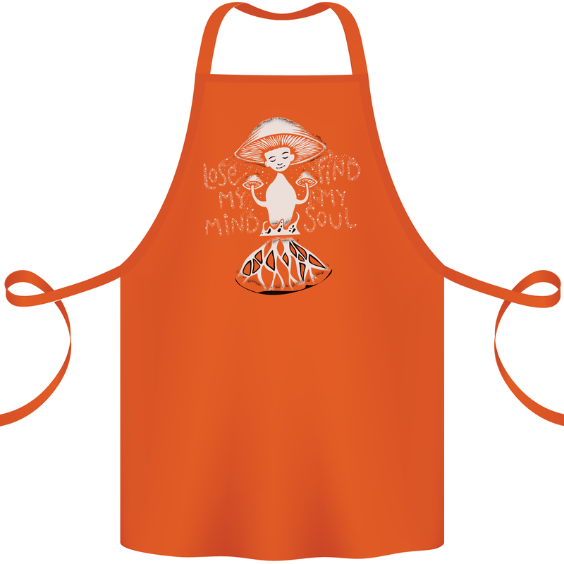 Lose My Mind Magic Mushrooms LSD Trippy Cotton Apron 100% Organic Orange