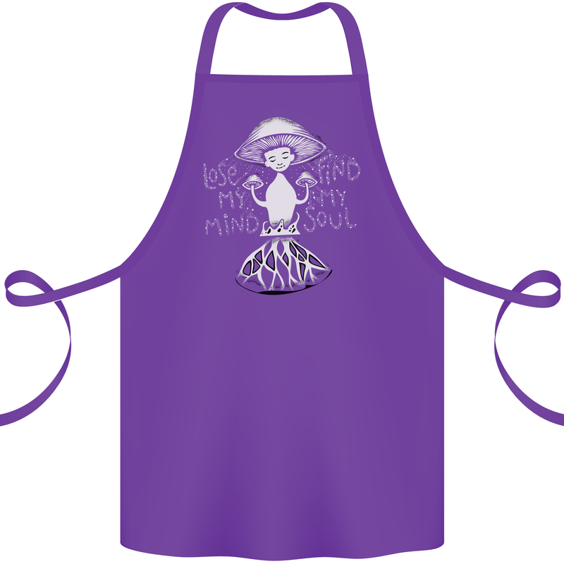 Lose My Mind Magic Mushrooms LSD Trippy Cotton Apron 100% Organic Purple
