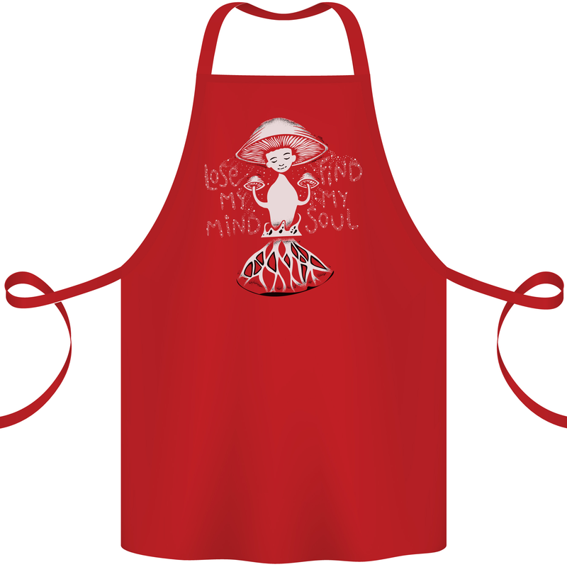 Lose My Mind Magic Mushrooms LSD Trippy Cotton Apron 100% Organic Red