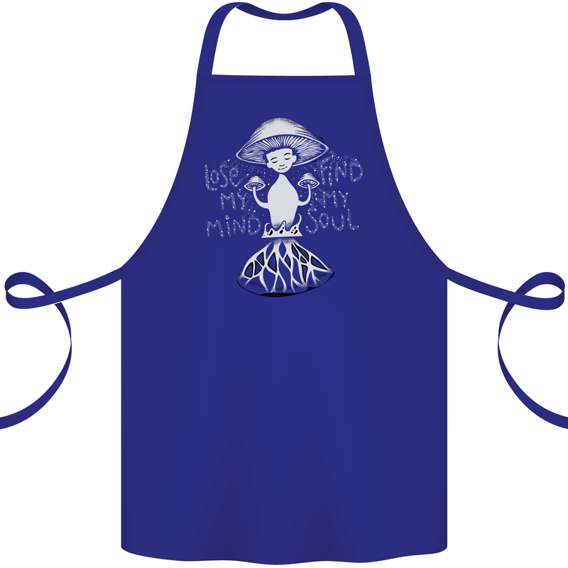 Lose My Mind Magic Mushrooms LSD Trippy Cotton Apron 100% Organic Royal Blue