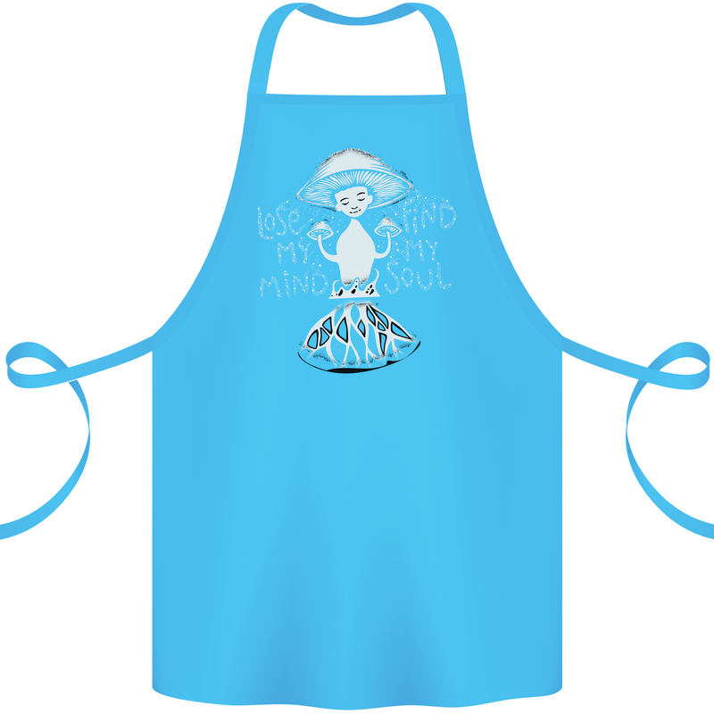 Lose My Mind Magic Mushrooms LSD Trippy Cotton Apron 100% Organic Turquoise