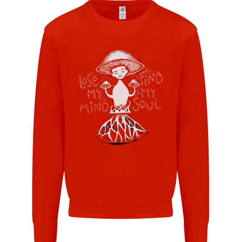Lose My Mind Magic Mushrooms LSD Trippy Kids Sweatshirt Jumper Bright Red