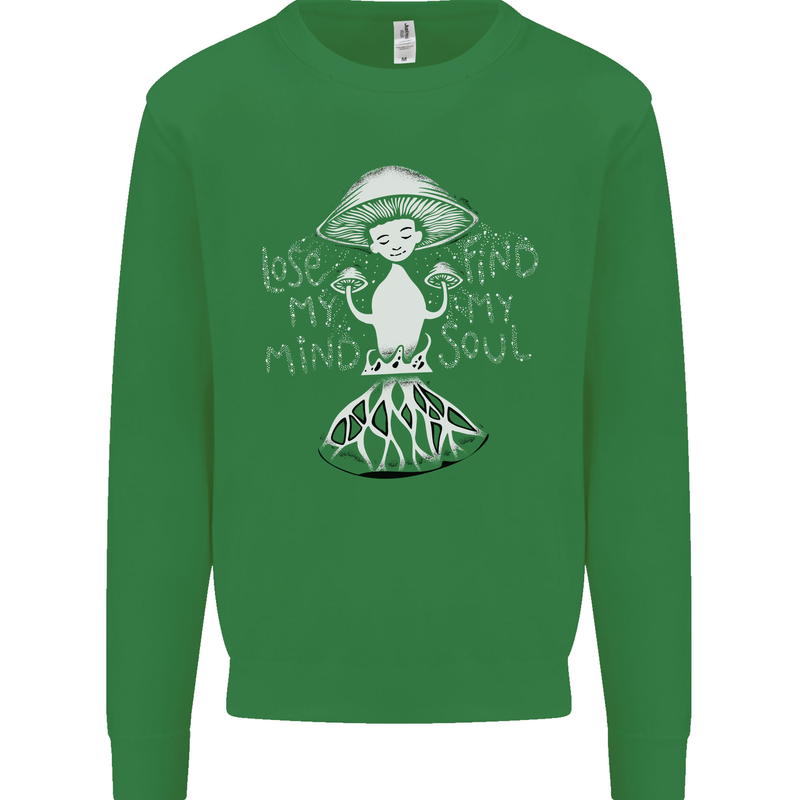 Lose My Mind Magic Mushrooms LSD Trippy Kids Sweatshirt Jumper Irish Green