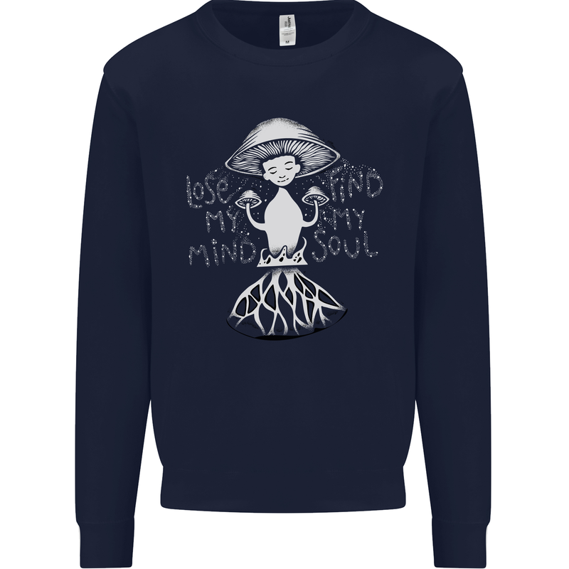 Lose My Mind Magic Mushrooms LSD Trippy Kids Sweatshirt Jumper Navy Blue