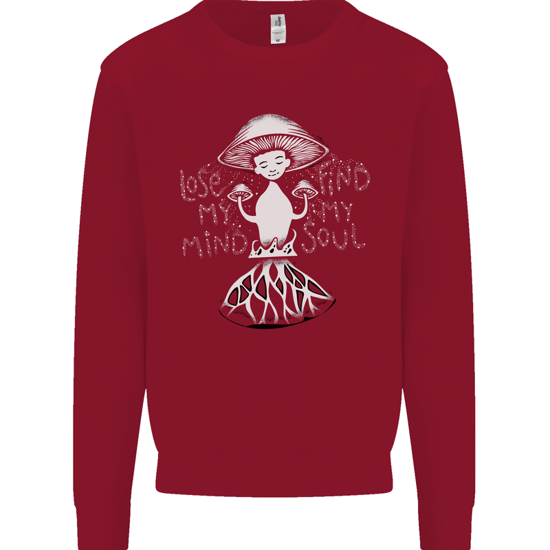 Lose My Mind Magic Mushrooms LSD Trippy Kids Sweatshirt Jumper Red
