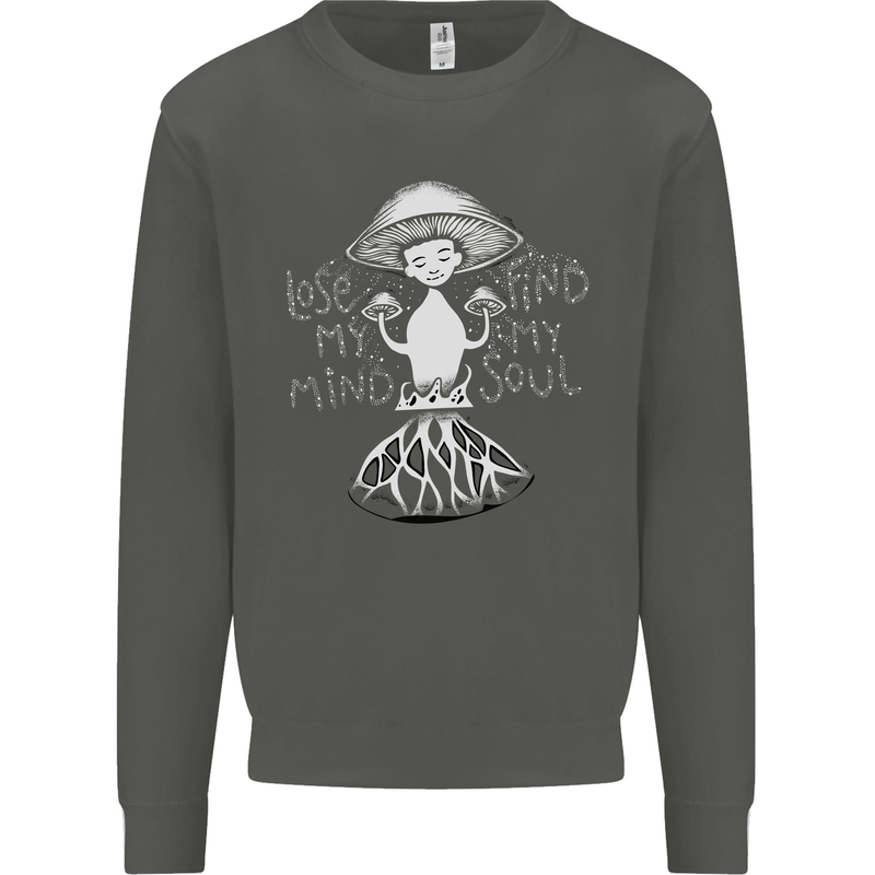 Lose My Mind Magic Mushrooms LSD Trippy Kids Sweatshirt Jumper Storm Grey